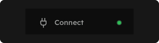 Connect sidebar item with green dot indicating active AI agent connection